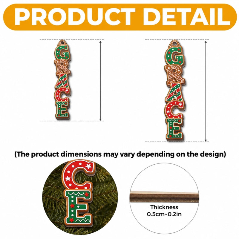 Custom Letter Wooden Ornament - Personalized Christmas Birthday Gifts For Mom, Dad, Brother, Sister - Joy Lives In Togetherness