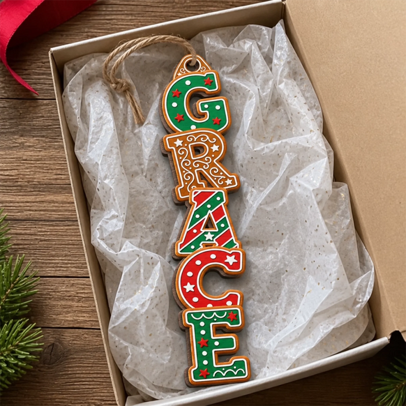 Custom Letter Wooden Ornament - Personalized Christmas Birthday Gifts For Mom, Dad, Brother, Sister - Joy Lives In Togetherness