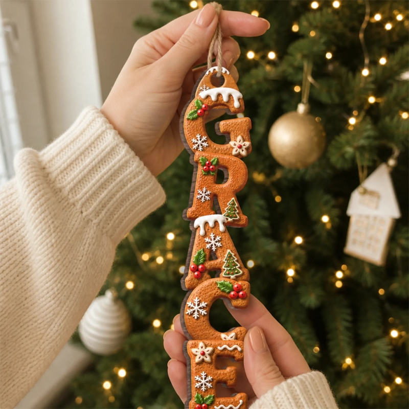 Custom Letter Wooden Ornament - Personalized Christmas Birthday Gifts For Mom, Dad, Brother, Sister - Together Makes The Season Bright
