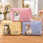 Custom Photo Seersucker Makeup Bag - Personalized Birthday Gifts For Dog Cat Lovers, Dog Dad And Mom, Cat Owners - My Favorite Little Companion