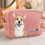 Custom Photo Seersucker Makeup Bag - Personalized Birthday Gifts For Dog Cat Lovers, Dog Dad And Mom, Cat Owners - My Favorite Little Companion