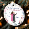 Custom Ceramic Ornament - Personalized Best Friend Christmas Birthday Gifts For Women, Besties, Sisters, BFF - Side By Side Still Together