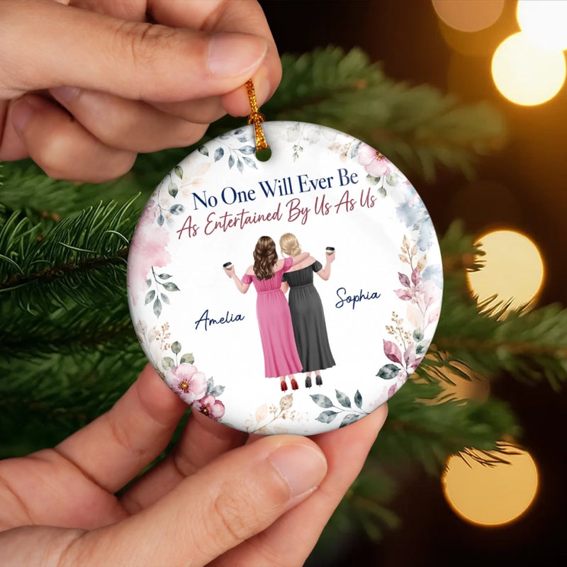 Custom Ceramic Ornament - Personalized Best Friend Christmas Birthday Gifts For Women, Besties, Sisters, BFF - Side By Side Still Together