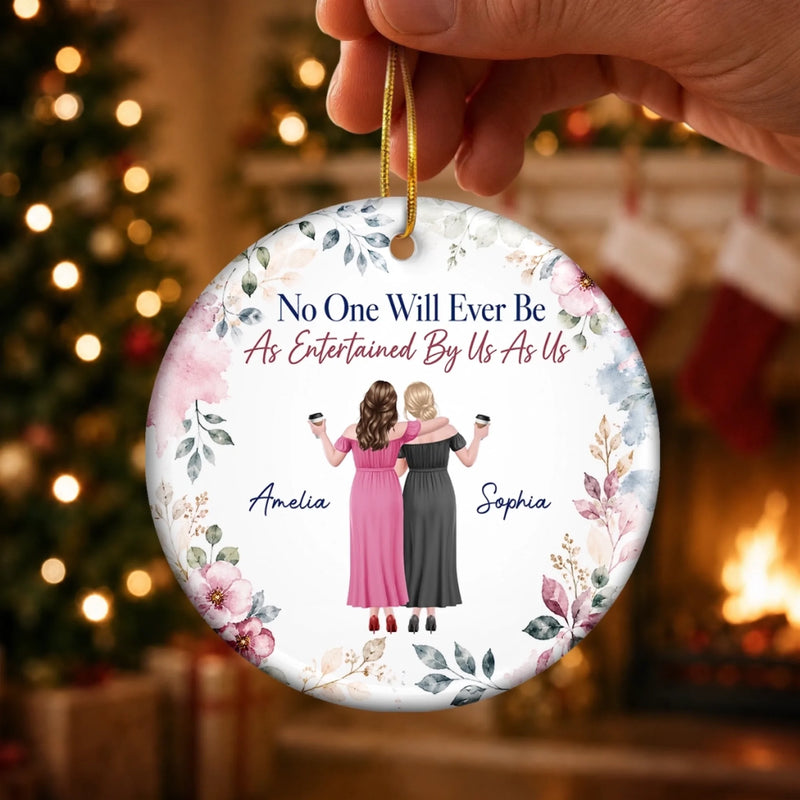 Custom Ceramic Ornament - Personalized Best Friend Christmas Birthday Gifts For Women, Besties, Sisters, BFF - Side By Side Still Together