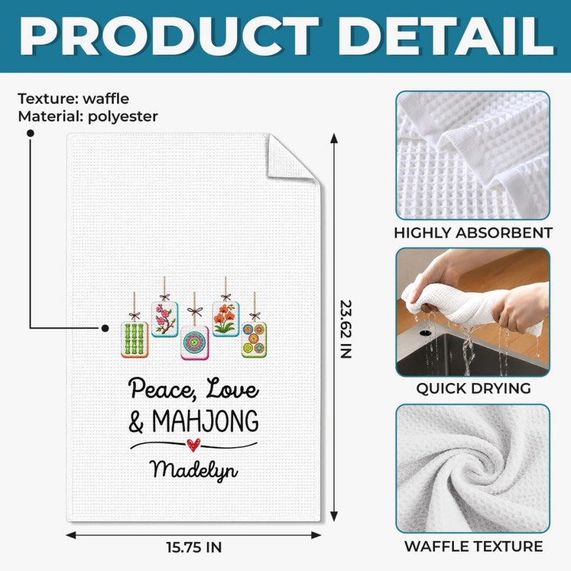 Custom Mahjong Kitchen Towel - Personalized Birthday Gifts For Mahjong Players, Mom, Dad, Brother, Sister - Look For You At Peace