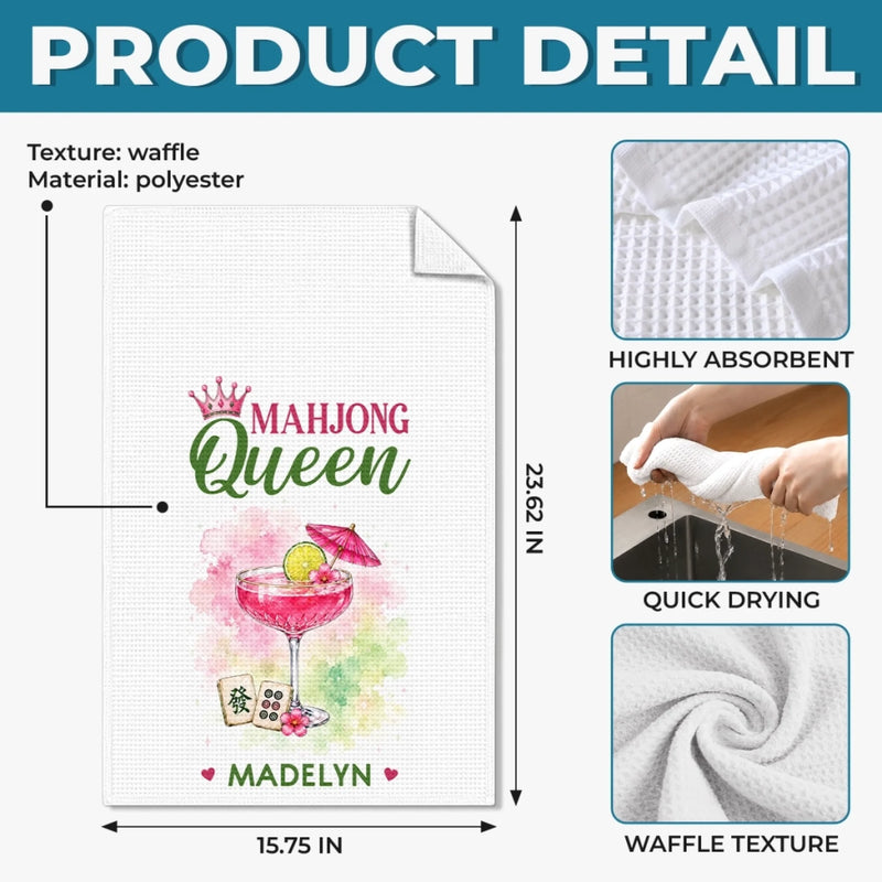 Custom Mahjong Kitchen Towel - Personalized Birthday Gifts For Mahjong Players, Mom, Dad, Brother, Sister - Lovely Times