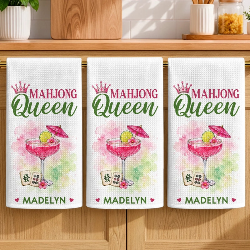 Custom Mahjong Kitchen Towel - Personalized Birthday Gifts For Mahjong Players, Mom, Dad, Brother, Sister - Lovely Times
