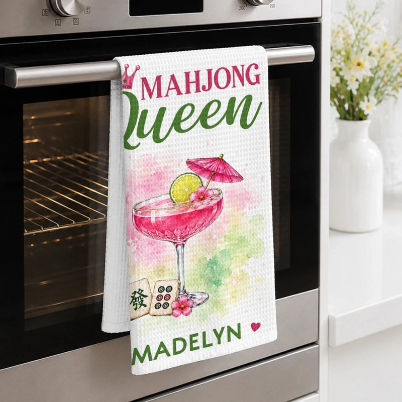 Custom Mahjong Kitchen Towel - Personalized Birthday Gifts For Mahjong Players, Mom, Dad, Brother, Sister - Lovely Times
