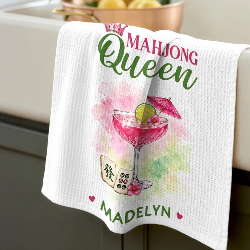 Custom Mahjong Kitchen Towel - Personalized Birthday Gifts For Mahjong Players, Mom, Dad, Brother, Sister - Lovely Times
