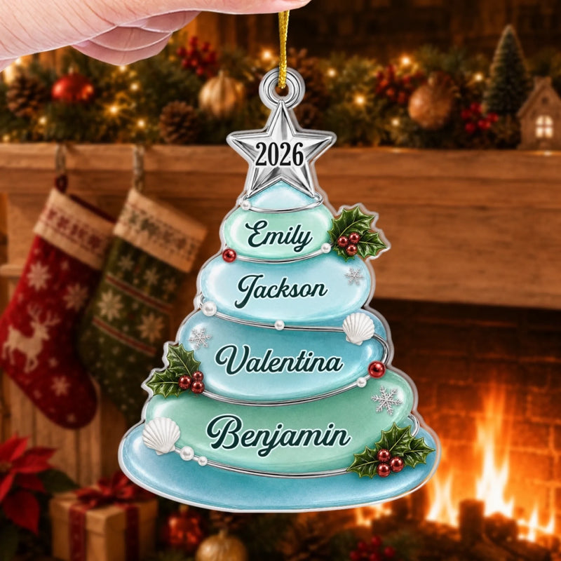 Custom Sea Glass Acrylic Ornament - Personalized Christmas Birthday Gifts For Mom, Dad, Brother, Sister - Salty Air Loving Family Together