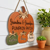 Custom Pumpkin Wood Sign - Personalized Birthday Gifts For Grandma, Grandpa - Cozy Autumn Grandkids