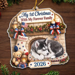 Custom Photo First Christmas Acrylic Ornament - Personalized Christmas Birthday Gifts For Dog Cat Lovers, Dog Dad And Mom, Cat Owners - Our Pup’s First Noel
