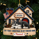 Custom First Christmas Acrylic Ornament - Personalized Christmas Birthday Gifts For Dog Cat Lovers, Dog Dad And Mom, Cat Owners - Loved In Forever Home