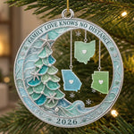 Custom Long Distance Acrylic Ornament - Personalized Christmas Birthday Gifts For Family - Connected Through Love