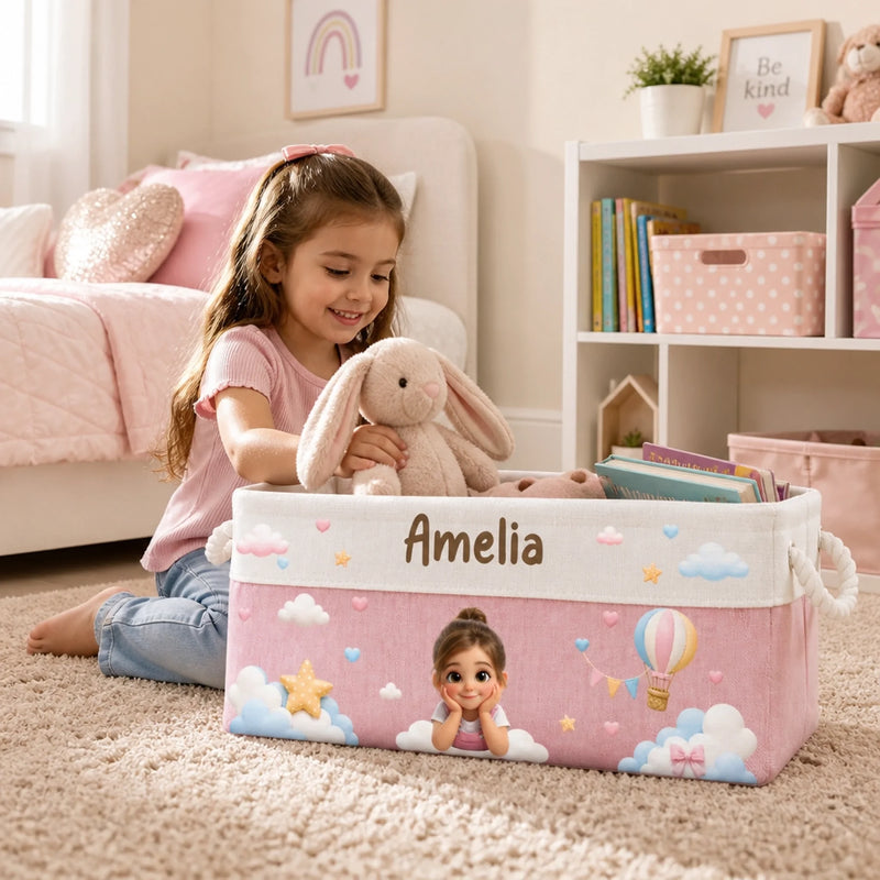 Custom Photo Storage Basket - Personalized Birthday Gifts For Kids - Happy Little Moments