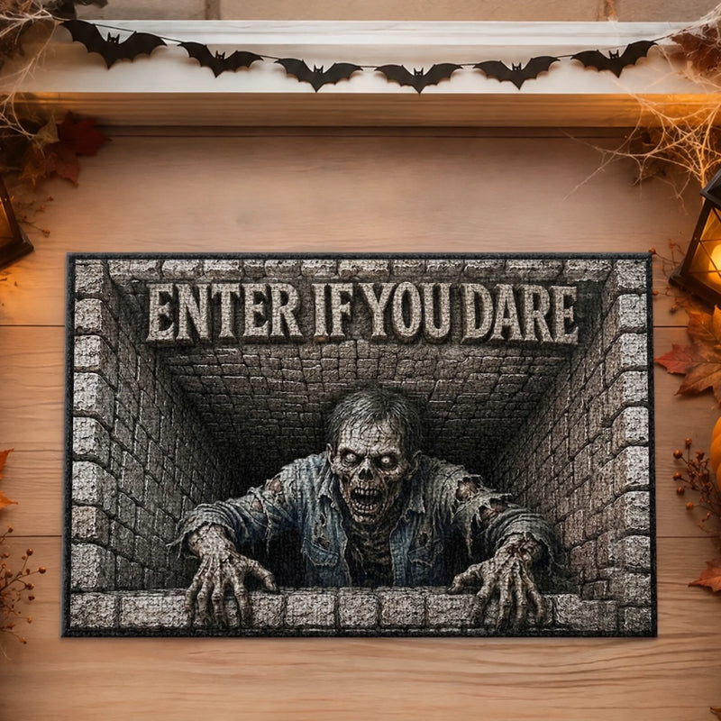Custom Home Decor Decorative Mat - Personalized Halloween Decor Birthday Gifts For Mom, Dad, Brother, Sister - Watch Your Step Down Here