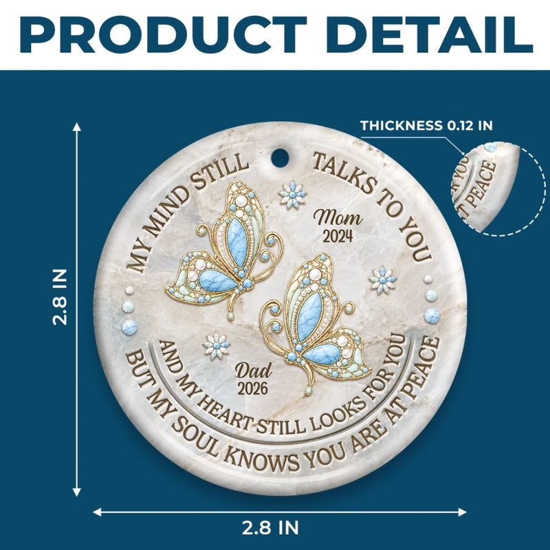 Custom Ceramic Ornament - Personalized Christmas Memorial Sympathy Gifts For Loss Of Mom, Dad - Your Memory Lives On Forever Here