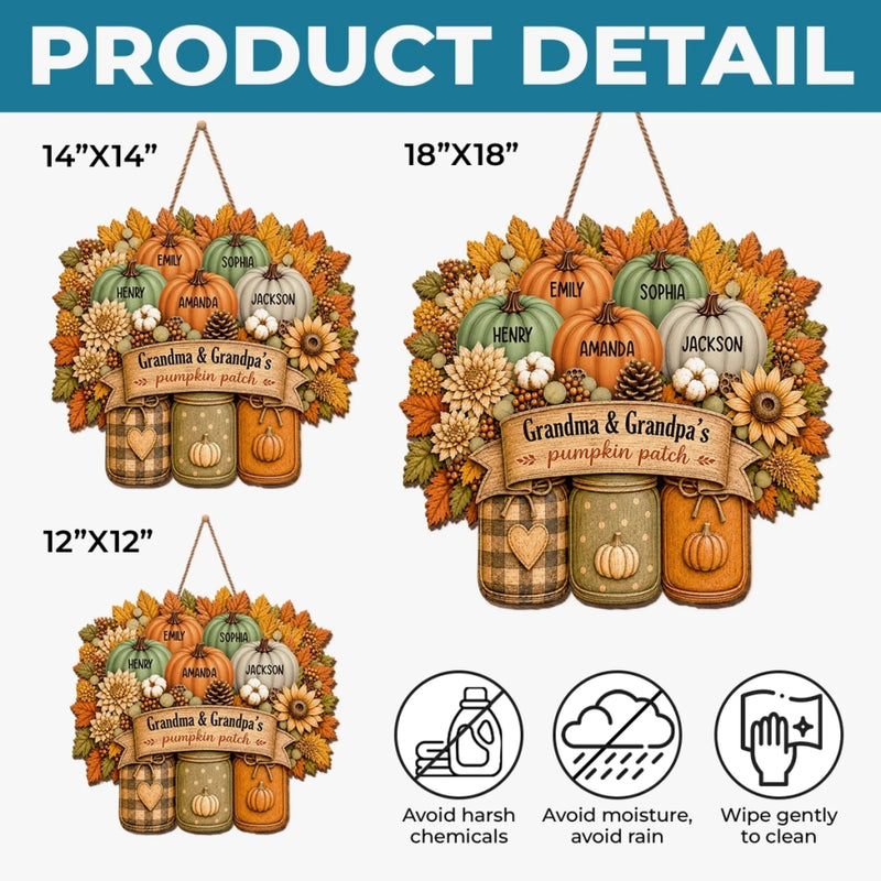 Custom Pumpkin Wood Sign - Personalized Birthday Gifts For Grandma, Grandpa - Gathered With Love