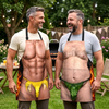 Custom Funny Patriotic Apron With Pocket - Personalized Birthday Gifts For Husband, Son, Grandson, Brother, Grandpa, Dad, Yourself - Hotter Than The Flaming Grill