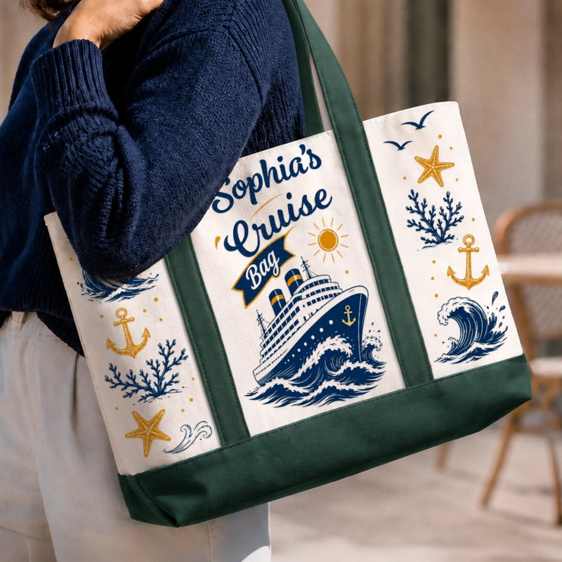 Custom Canvas Tote Bag - Personalized Summer Vacation And Travel Gifts For Mom, Dad, Brother, Sister - Sea Days Best Days