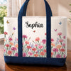 Custom Canvas Tote Bag - Personalized Teacher Appreciation, Back To School Gifts For Teachers,  Wife, Daughter, Besties, Sisters, Granddaughter, Grandma, Mom, Yourself - Botanical Charm