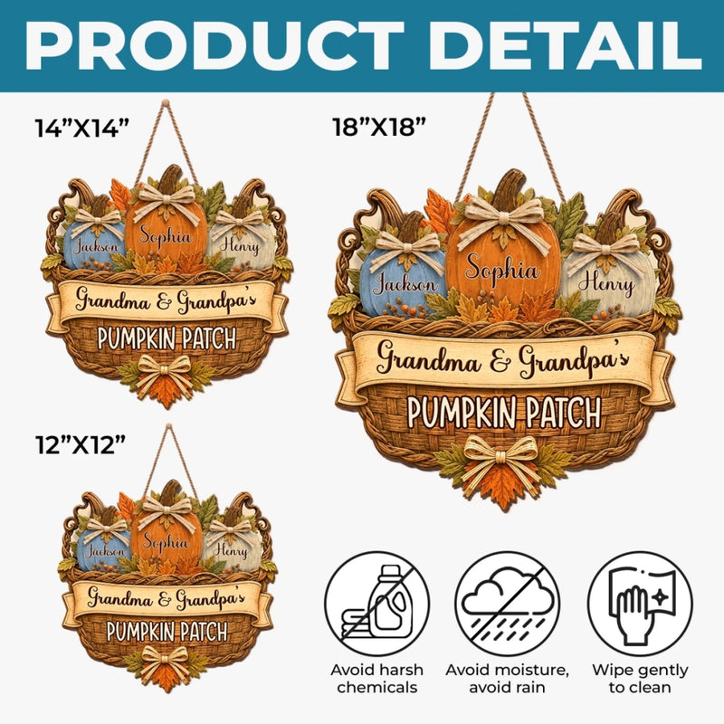 Custom Pumpkin Wood Sign - Personalized Birthday Gifts For Grandma, Grandpa - A Patch Full Of Love