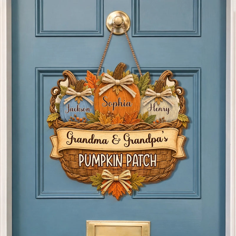 Custom Pumpkin Wood Sign - Personalized Birthday Gifts For Grandma, Grandpa - A Patch Full Of Love