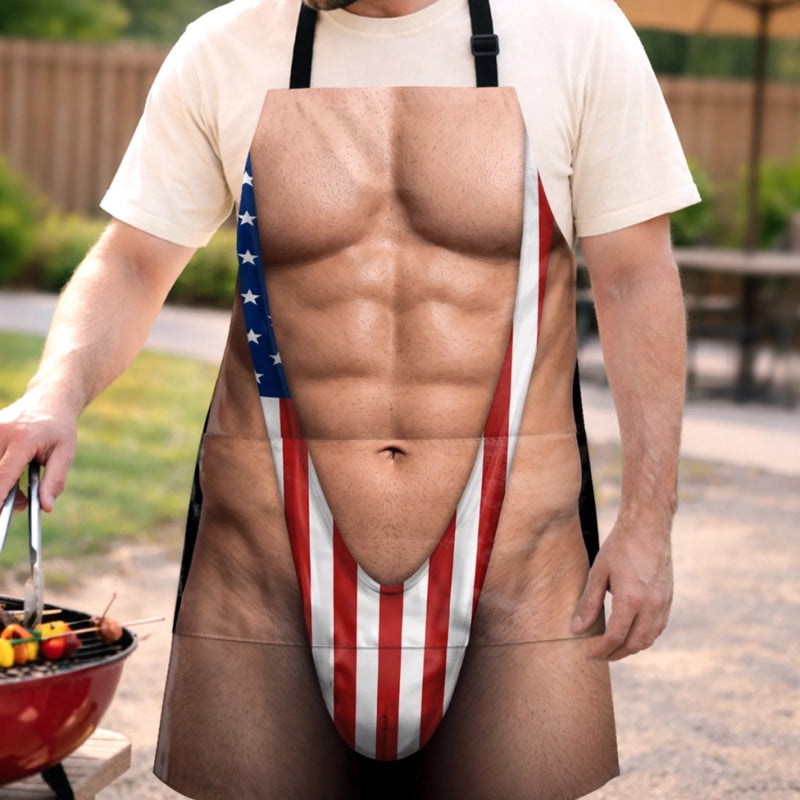 Custom Funny Patriotic Apron With Pocket - Personalized Birthday Gifts For Husband, Son, Grandson, Brother, Grandpa, Dad, Yourself - Grill Master At Work