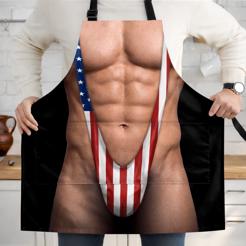 Custom Funny Patriotic Apron With Pocket - Personalized Birthday Gifts For Husband, Son, Grandson, Brother, Grandpa, Dad, Yourself - Grill Master At Work
