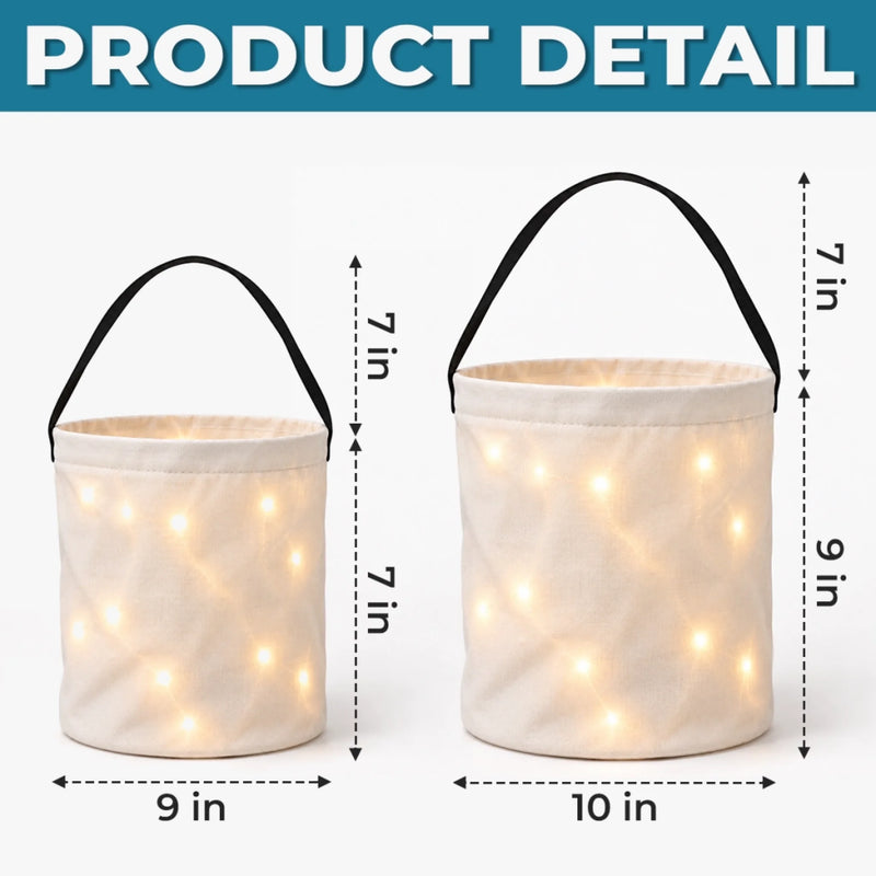 Custom LED Light Bucket Bag - Personalized Halloween Birthday Gifts For Kids - Trick Or Treat Spooky
