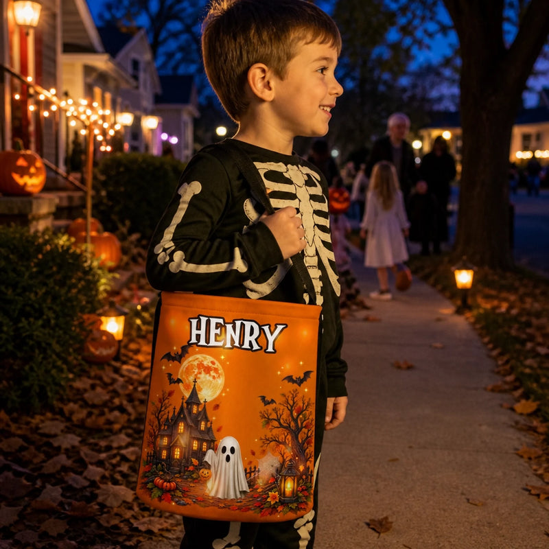 Custom LED Light Bucket Bag - Personalized Halloween Birthday Gifts For Kids - Trick Or Treat Spooky