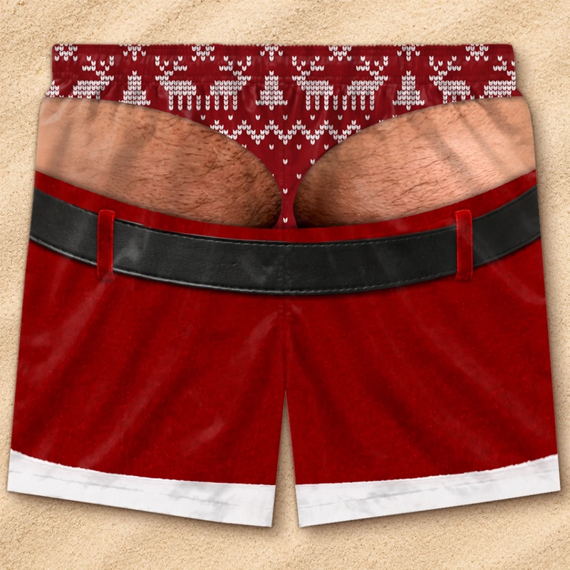 Custom Funny Men Swim Trunks - Personalized Christmas Birthday Gifts For Husband, Son, Grandson, Brother, Grandpa, Dad, Yourself - Holiday Pants Fail