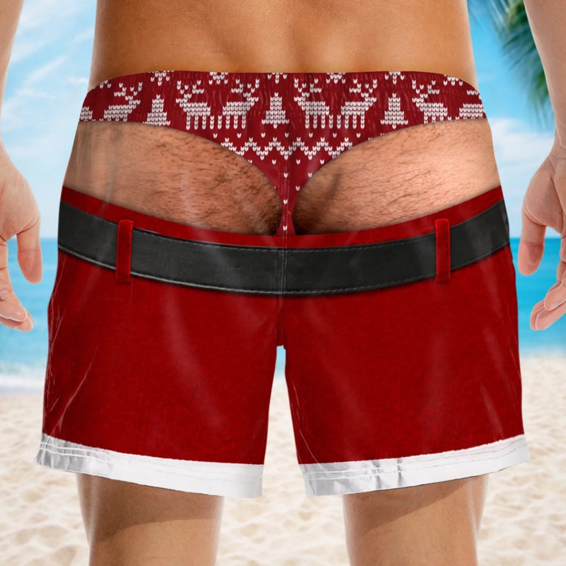 Custom Funny Men Swim Trunks - Personalized Christmas Birthday Gifts For Husband, Son, Grandson, Brother, Grandpa, Dad, Yourself - Holiday Pants Fail