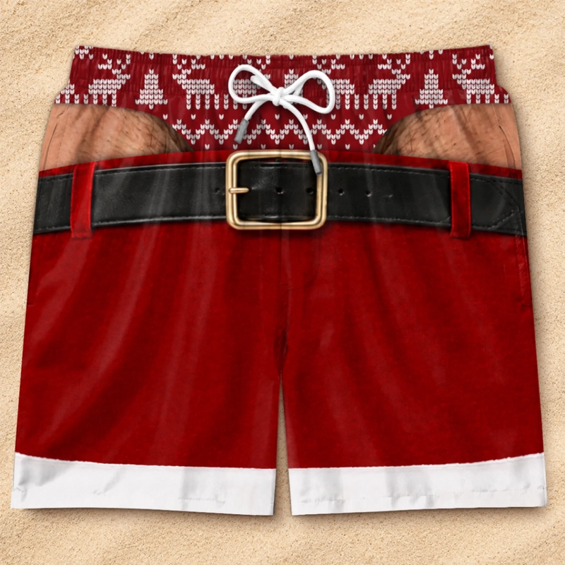 Custom Funny Men Swim Trunks - Personalized Christmas Birthday Gifts For Husband, Son, Grandson, Brother, Grandpa, Dad, Yourself - Holiday Pants Fail