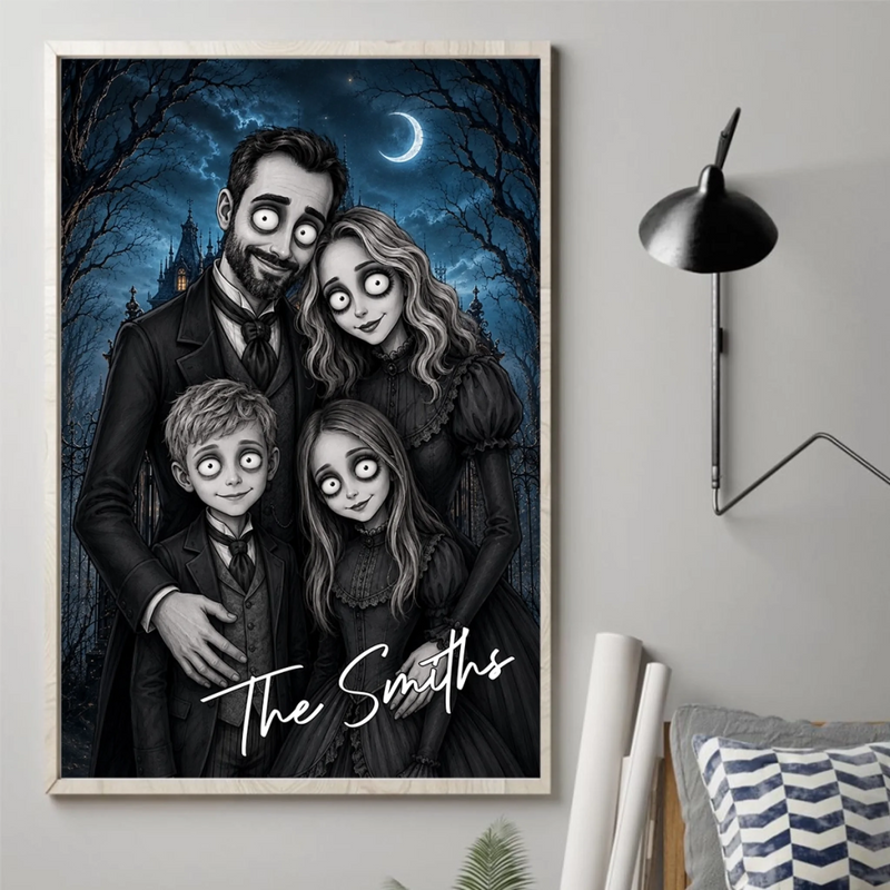 Custom Photo Vertical Poster - Personalized Halloween Decor Birthday Gifts For Mom, Dad, Brother, Sister - The Spooky Bunch