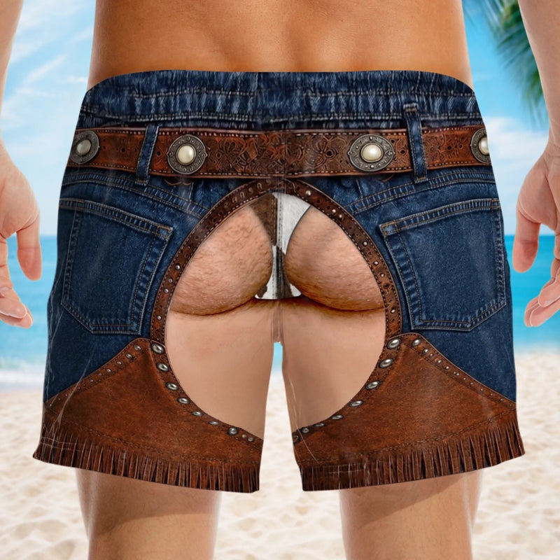 Custom Funny Men Swim Trunks - Personalized Summer Vacation And Travel Gifts For Husband, Son, Grandson, Brother, Grandpa, Dad, Yourself - Bring The Wild West Today