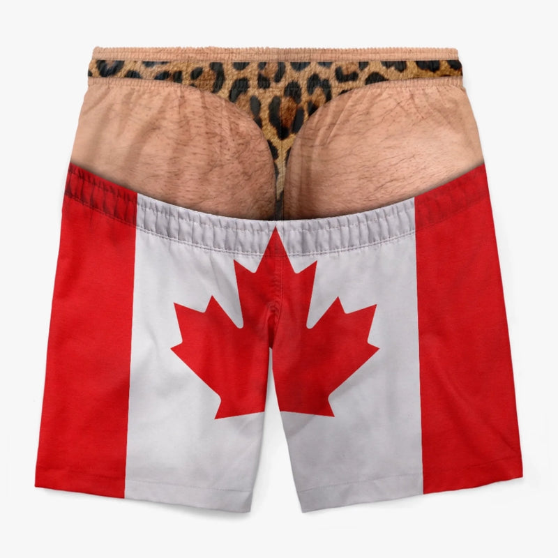 Custom Funny Men Swim Trunks - Personalized Summer Vacation And Travel Gifts For Husband, Son, Grandson, Brother, Grandpa, Dad, Yourself - Caught With Pants Down