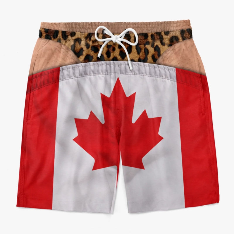Custom Funny Men Swim Trunks - Personalized Summer Vacation And Travel Gifts For Husband, Son, Grandson, Brother, Grandpa, Dad, Yourself - Caught With Pants Down