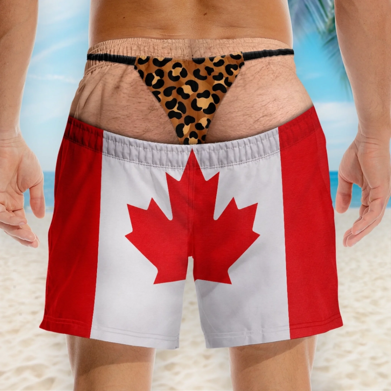 Custom Funny Men Swim Trunks - Personalized Summer Vacation And Travel Gifts For Husband, Son, Grandson, Brother, Grandpa, Dad, Yourself - Oops Pants Again