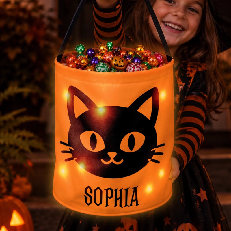 Custom LED Light Bucket Bag - Personalized Halloween Birthday Gifts For Kids - Spooky Squad