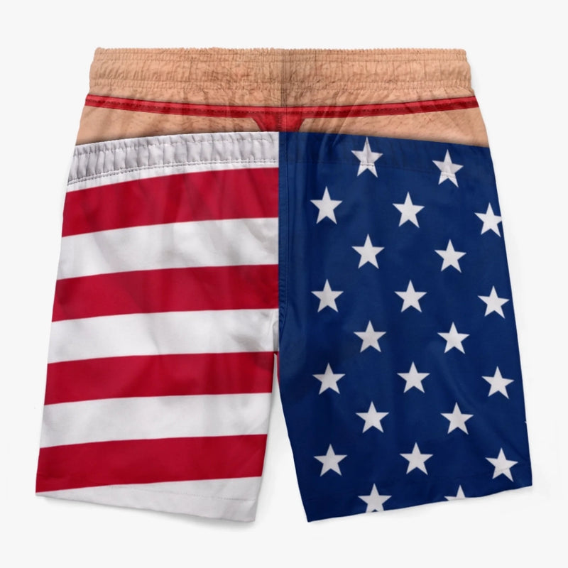 Custom Funny Patriotic Men Swim Trunks - Personalized Summer Vacation And Travel Gifts For Husband, Son, Grandson, Brother, Grandpa, Dad, Yourself - Party Like A Wild Elephant
