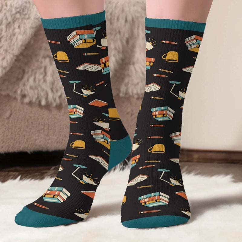 Custom Crew Socks - Personalized Bookish Gifts For Book Lovers, Bookworms, Readers - Keep Calm And Read On