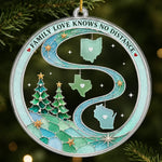 Custom Long Distance Acrylic Ornament - Personalized Christmas Birthday Gifts For Mom, Dad, Brother, Sister - Our Hearts Are Connected
