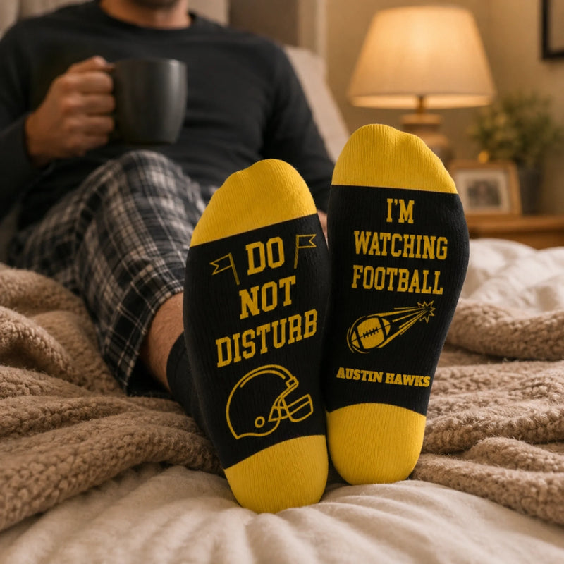 Custom Football Crew Socks - Personalized Christmas Birthday Football Gifts For Football Lovers, Sports Fans, Sports Lovers - Born To Compete