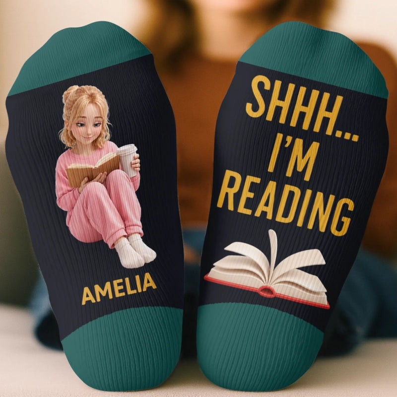 Custom Photo Crew Socks - Personalized Bookish Gifts For Book Lovers, Bookworms, Readers - Lost In My Book