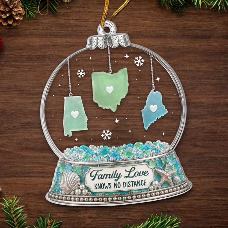 Custom Long Distance Acrylic Ornament - Personalized Christmas Birthday Gifts For Mom, Dad, Brother, Sister - Home Is Where Heart Belongs