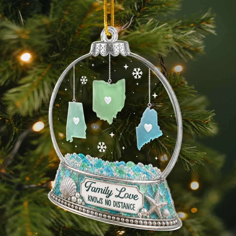 Custom Long Distance Acrylic Ornament - Personalized Christmas Birthday Gifts For Mom, Dad, Brother, Sister - Home Is Where Heart Belongs