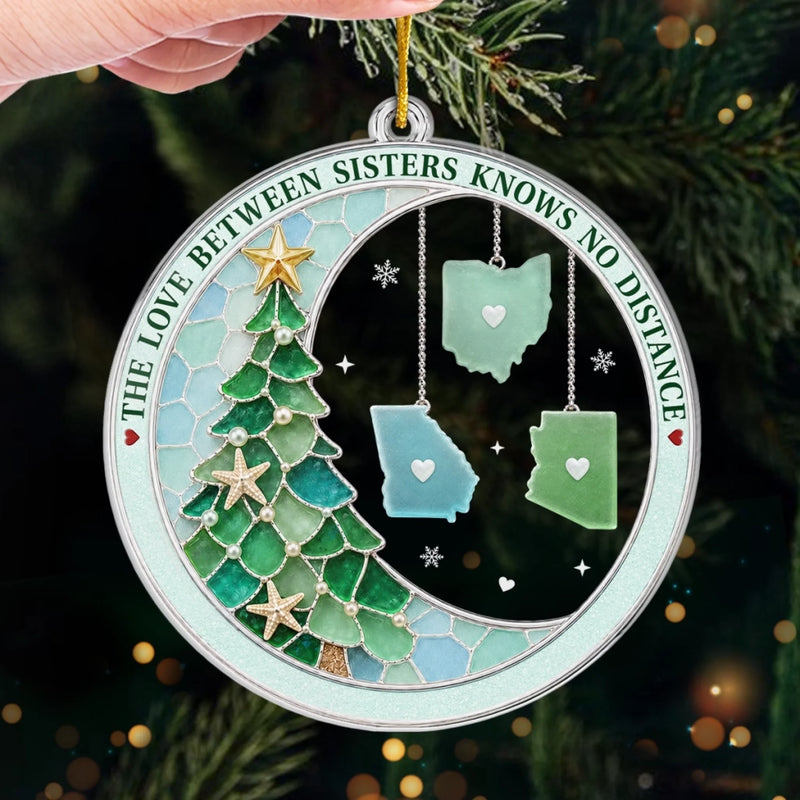 Custom Acrylic Ornament - Personalized Best Friend Christmas Birthday Gifts For Women, Besties, Sisters, BFF - Wish You Lived Closer