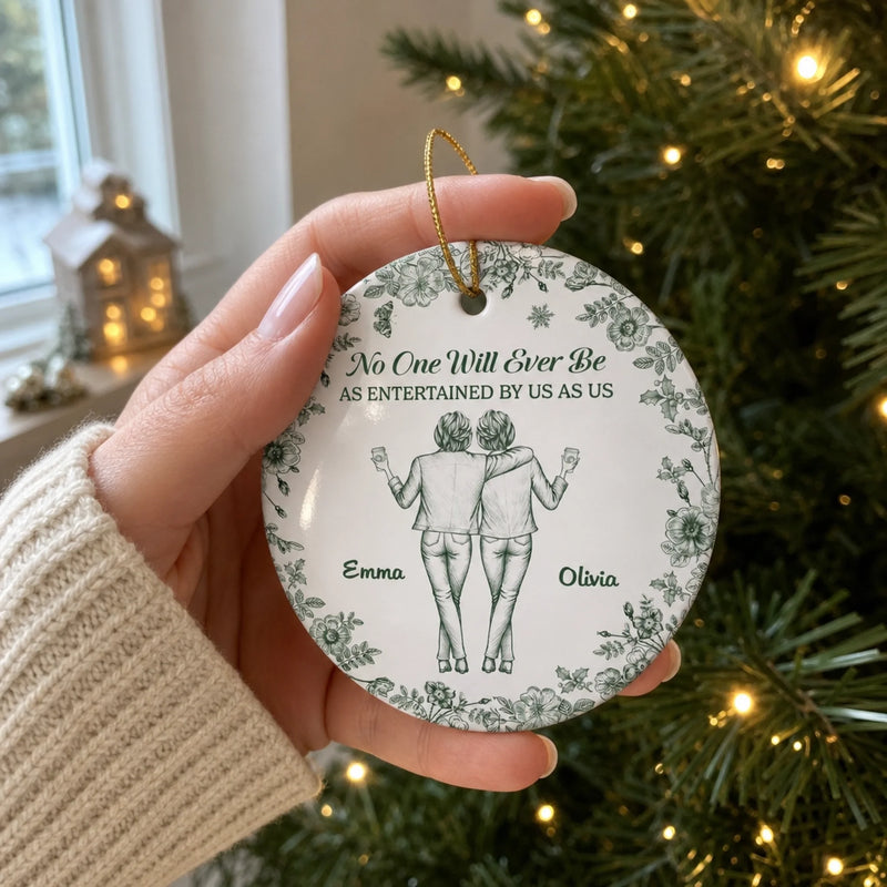 Custom Ceramic Ornament - Personalized Best Friend Christmas Birthday Gifts For Women, Besties, Sisters, BFF - Good Vibes Great Memories