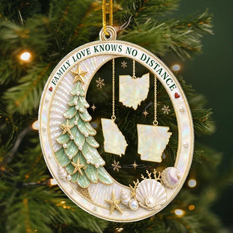 Custom Long Distance Acrylic Ornament - Personalized Christmas Birthday Gifts For Mom, Dad, Brother, Sister - Our Love Is The Greatest Treasure